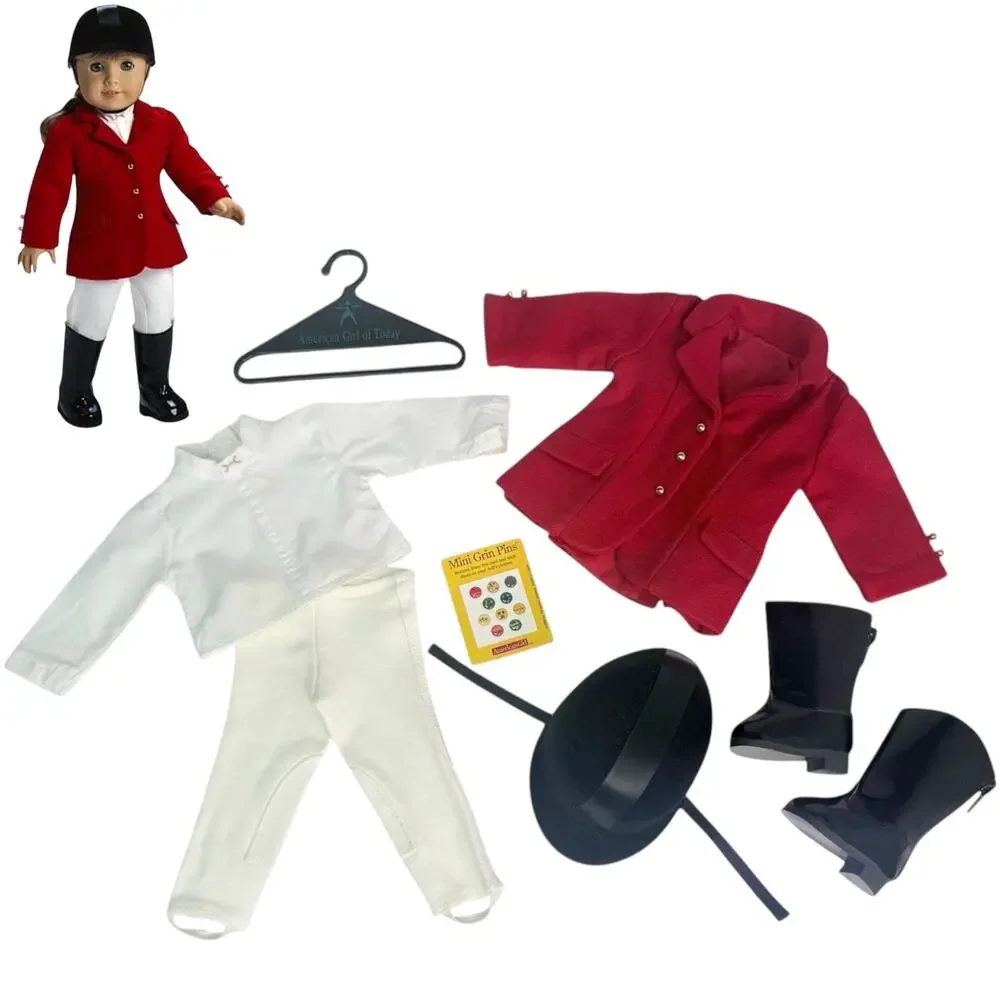 American Girl Doll Equestrian Outfit Horseback Riding Breeches Helmet Boots Top